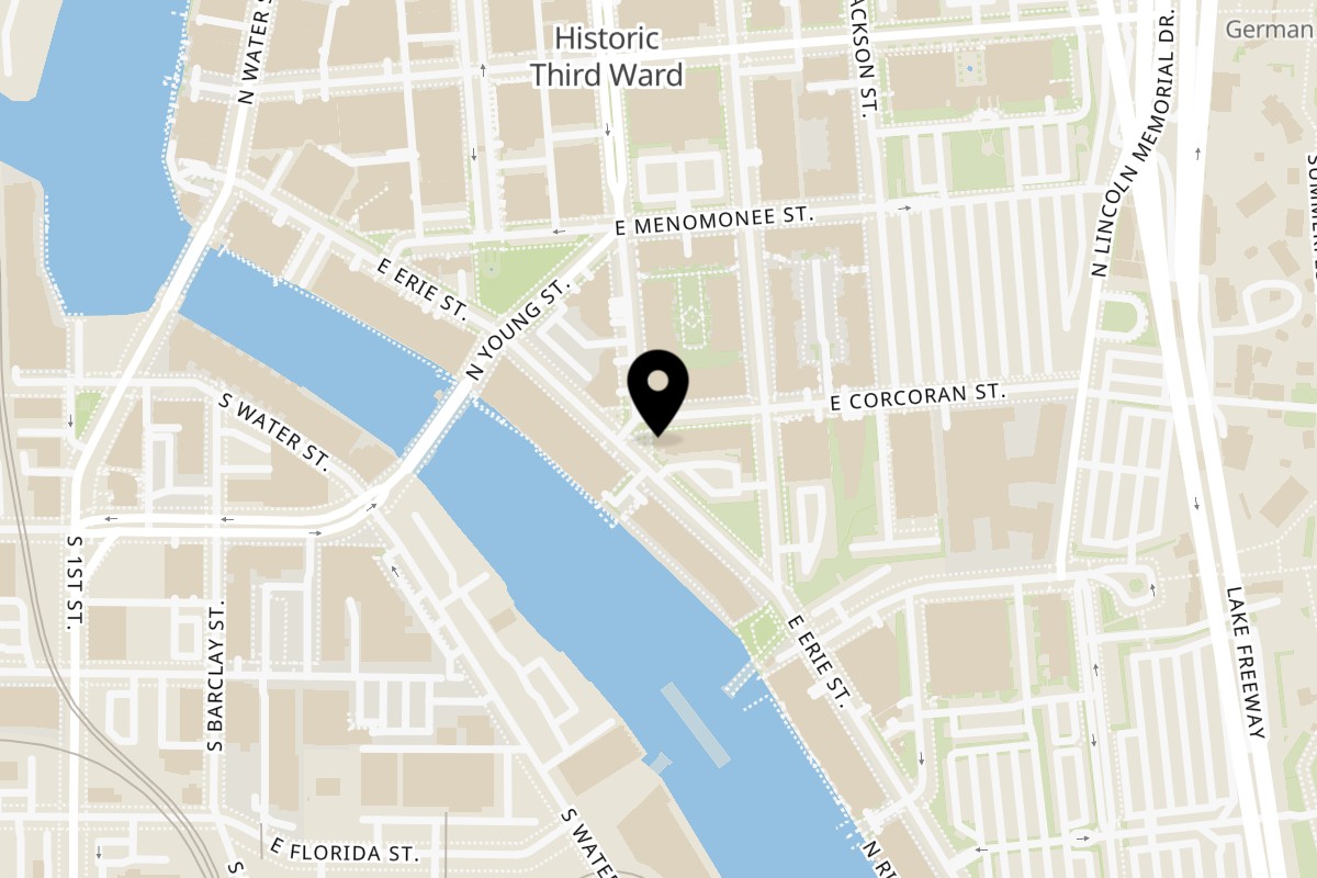 Map showing the location of DanDan on 360 E Erie St in Milwaukee